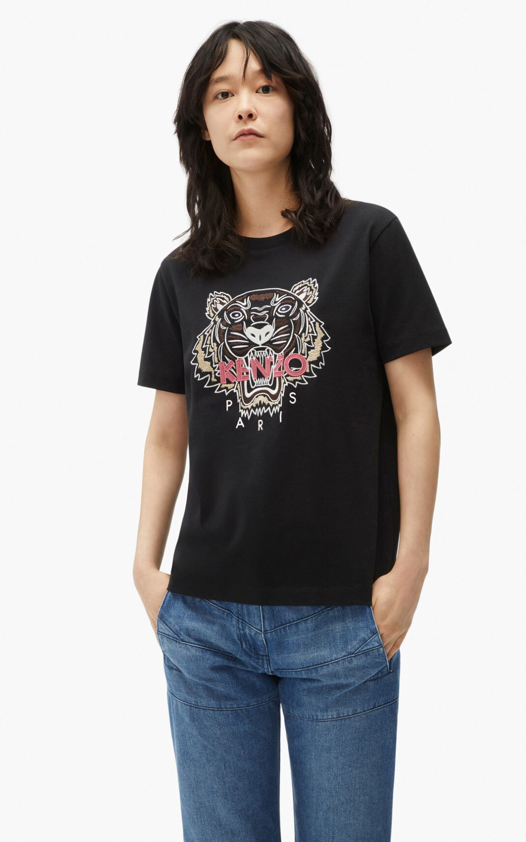 Kenzo Loose fitting Tiger T-shirts Dame - Sort DK-308442